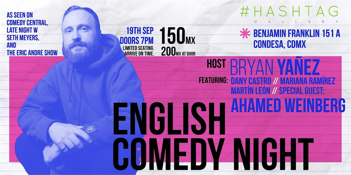 English Comedy Night, 7pm Sept 19th