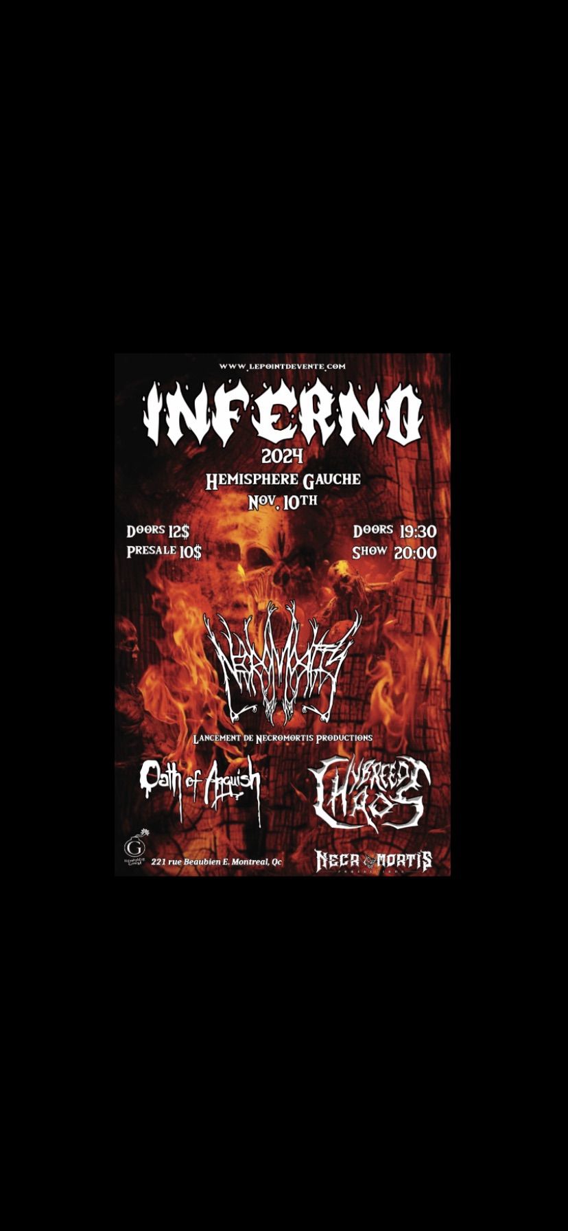 Inferno 2024 starring Oath of Anguish, Hybreed Chaos and Necromortis