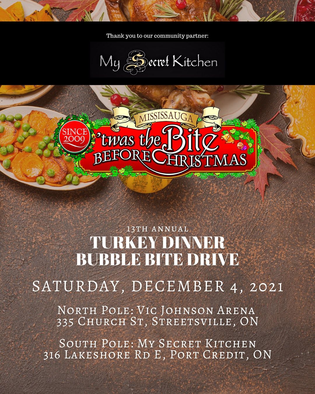 13th Annual Turkey Dinner South Pole My Secret Kitchen 316 Lakeshore Rd E Mississauga 4 December 2021