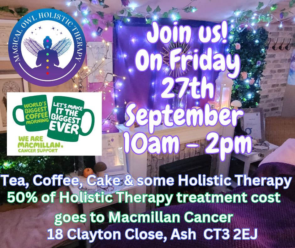 Macmillan Cancer Coffee Morning with Holistic Therapy