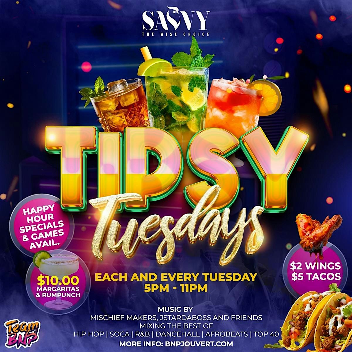 Tipsy Tuesdays @ Savvy Bistro