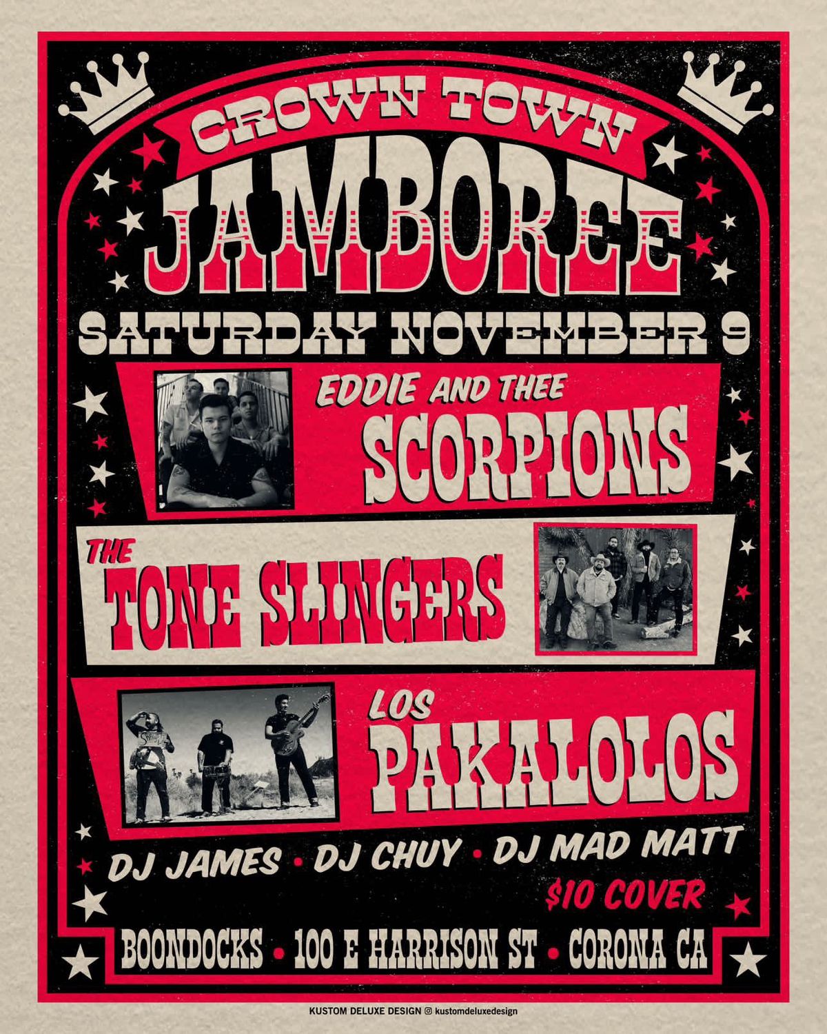 Eddie & Thee Scorpions @ The Crown Town Jamboree w\/ The Tone Slingers and Los Pakalolos