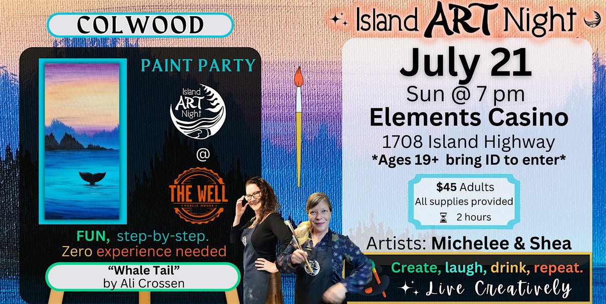 Paint Party at Elements Casino painting ' Whale Tail' on  July 21st