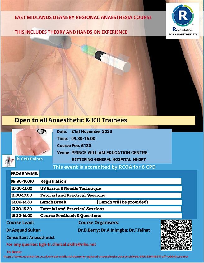 EAST MIDLAND DEANERY REGIONAL ANAESTHESIA  COURSE