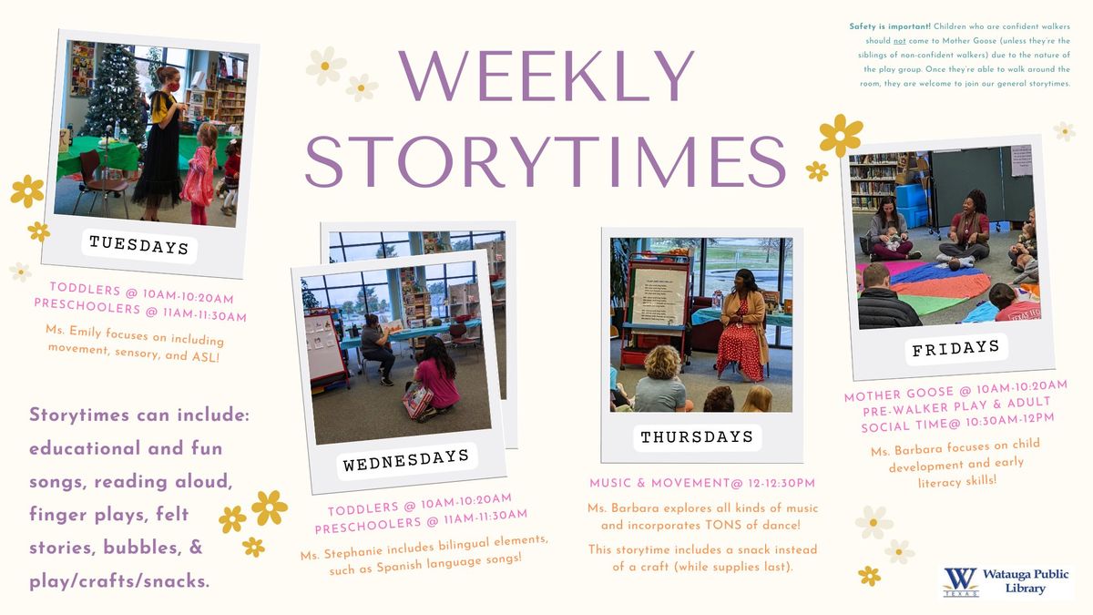 Toddler & Preschooler: General Storytimes