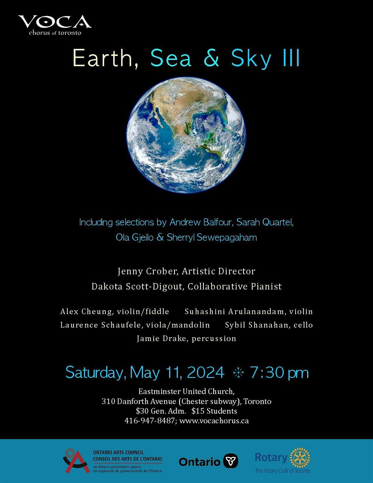 VOCA Chorus of Toronto: "Earth, Sea & Sky III": Sat., May 11, 2024