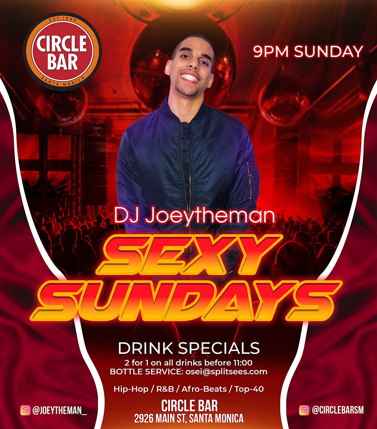 SEXY SUNDAYS - Circle Bar Santa Monica - 2 for 1 DRINKS