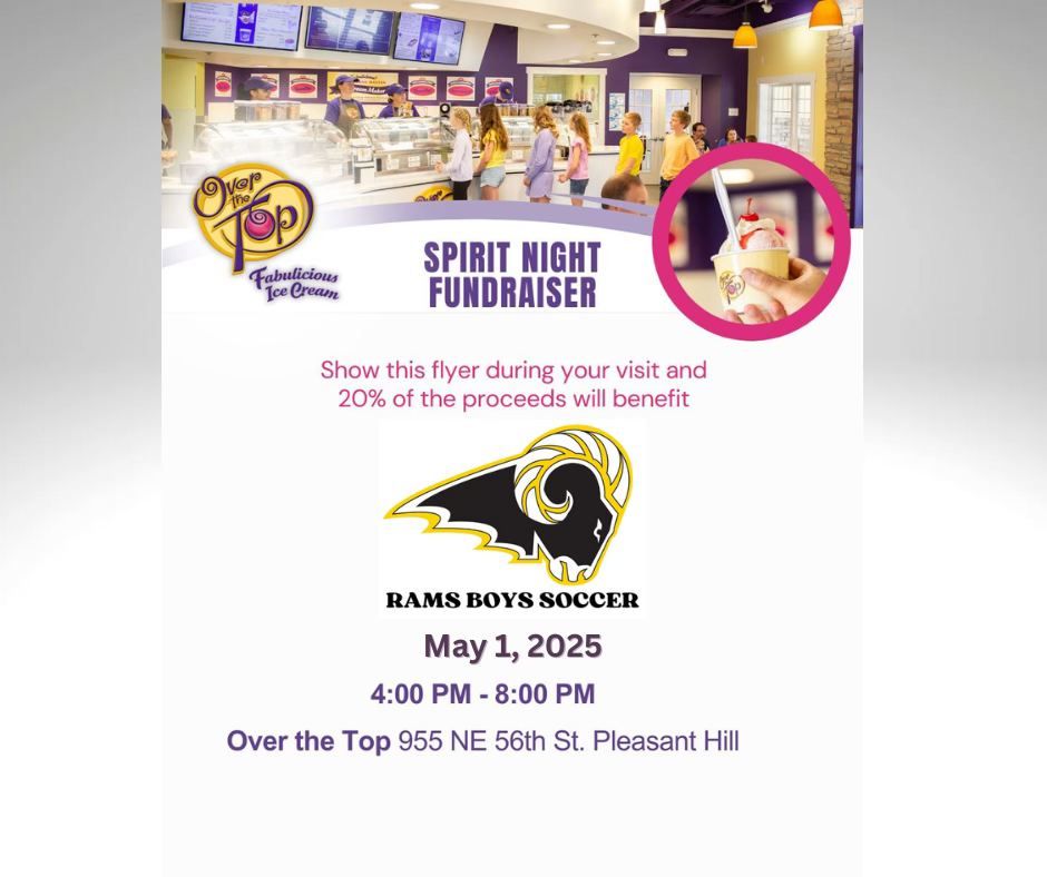 Rams Boys Soccer + Over the Top Spirit Night Fundraiser