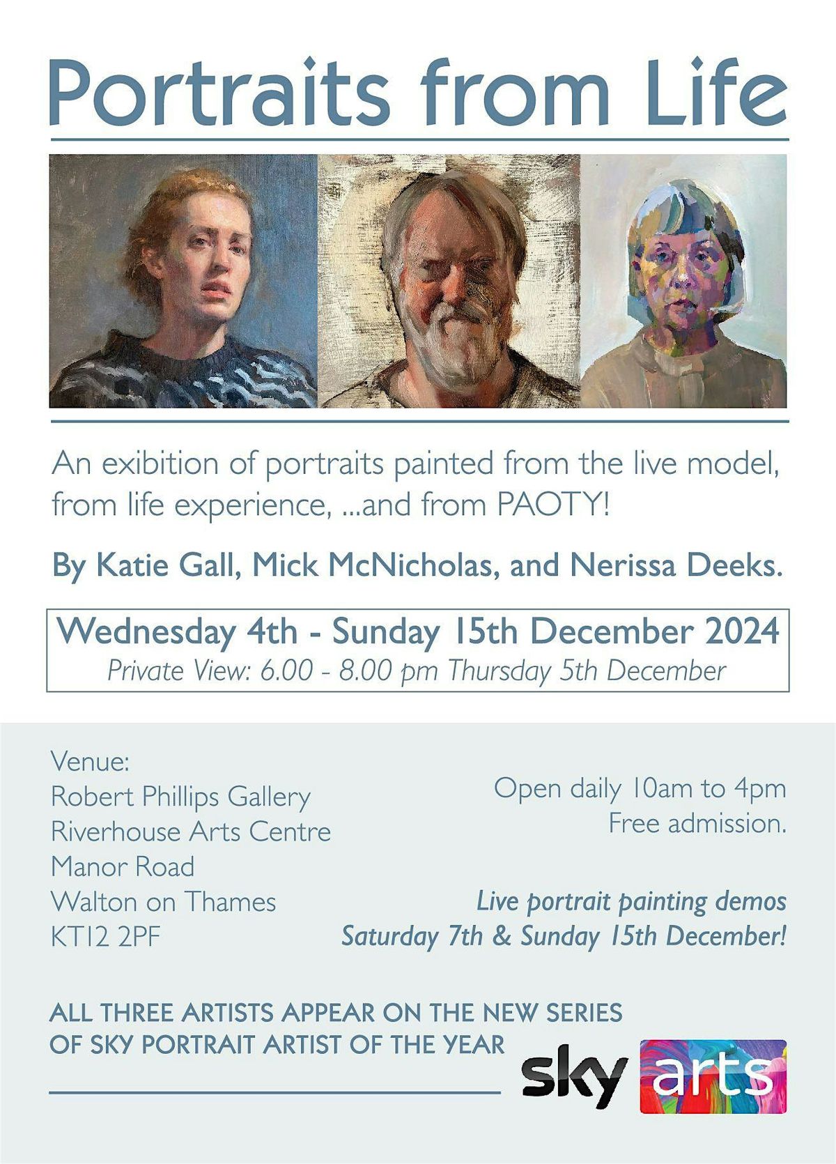 Portraits from Life - Painting Demo Day  Sunday 15th Dec