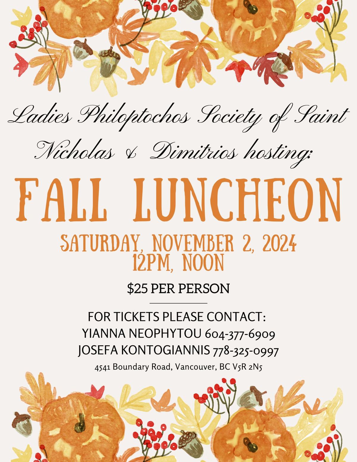 St. Nicholas & Demetrios Philoptochos Fall Luncheon