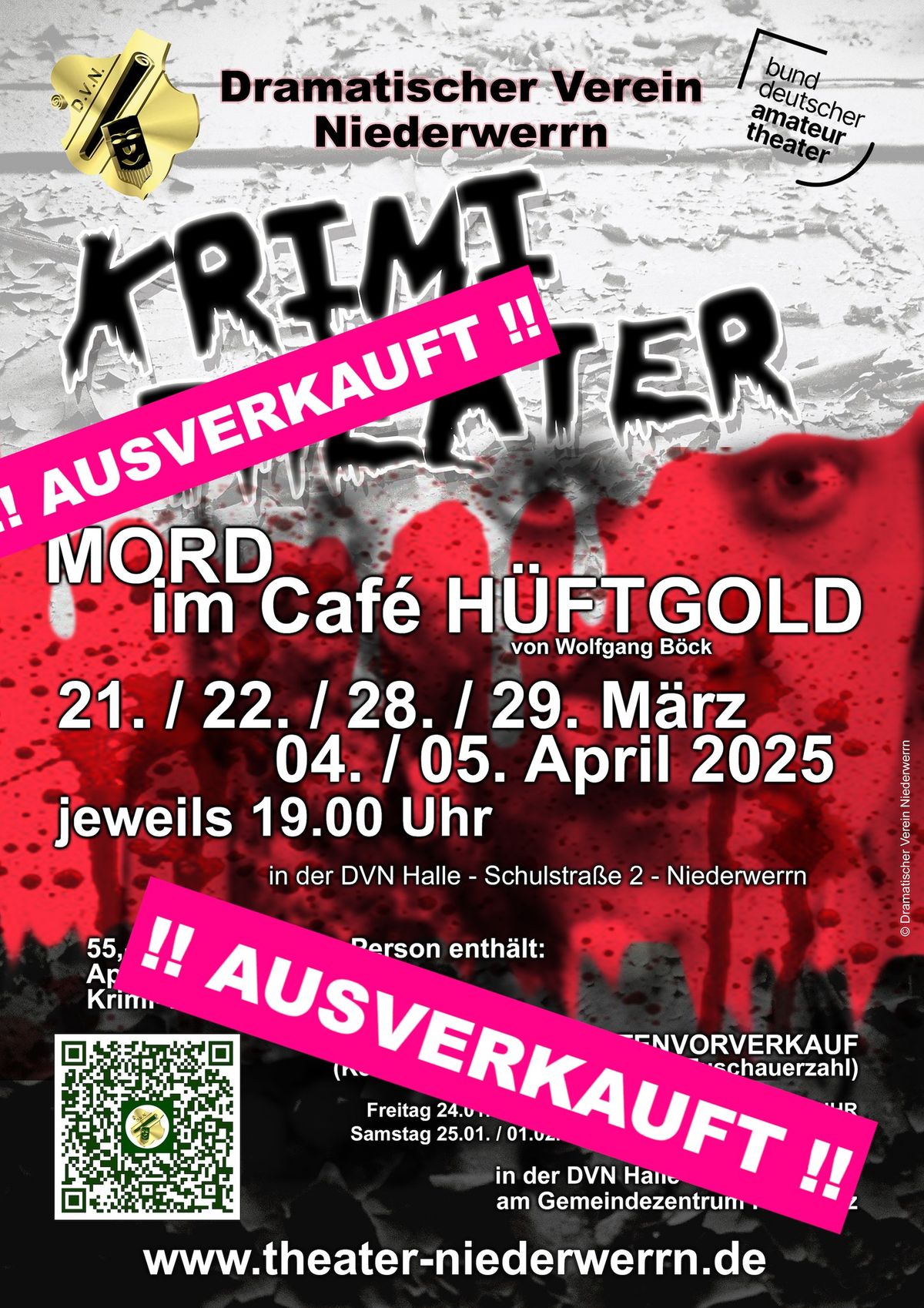 Krimitheater "MORD im Caf\u00e9 H\u00dcFTGOLD"   A-U-S-V-E-R-K-A-U-F-T