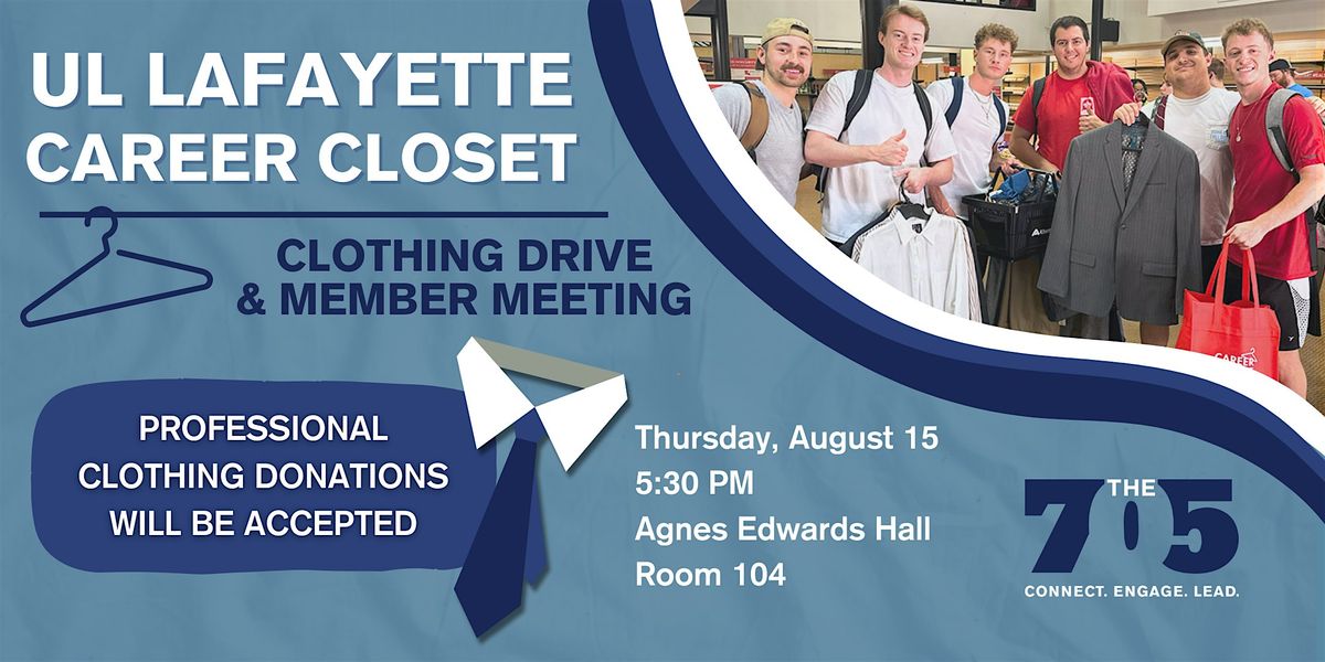 August Member Meeting with UL Career Services: Career Closet Clothing Drive