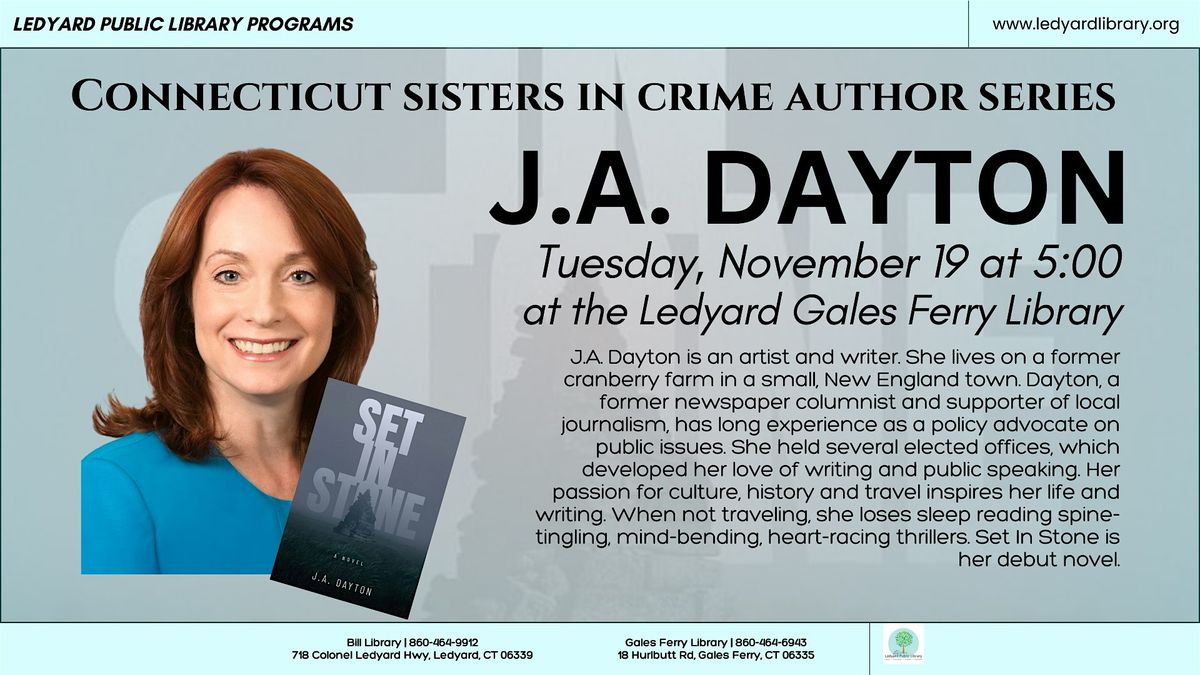 Connecticut Sisters in Crime Author Series - J.A. Dayton