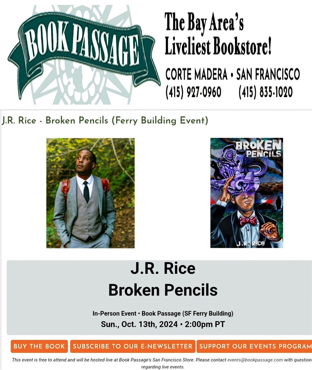 Book Passage Presents J.R. Rice Book Signing