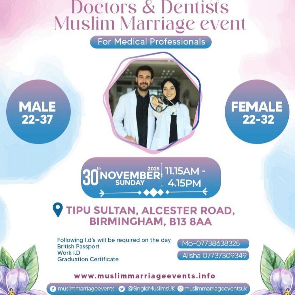 Muslim Marriage Events Birmingham - Doctors & Dentists Event