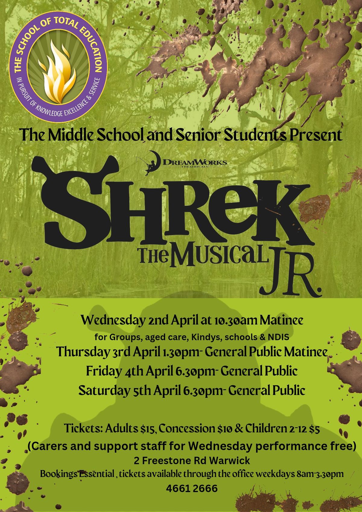 SOTE Middle School & Seniors presents: Shrek The Musical Jr