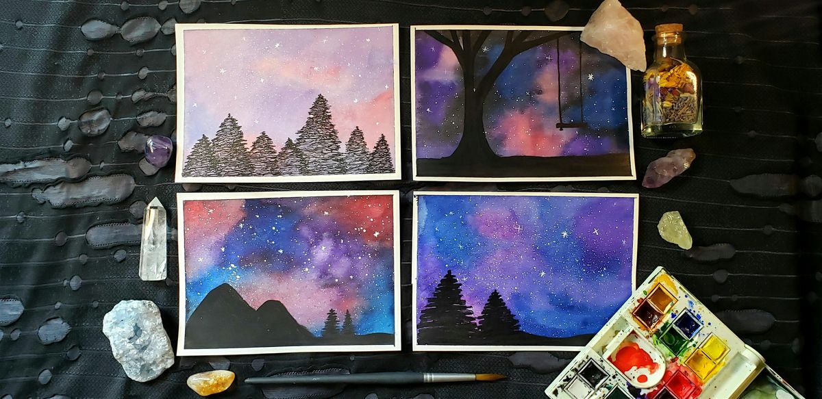 Paint a Watercolor Galaxy Sky