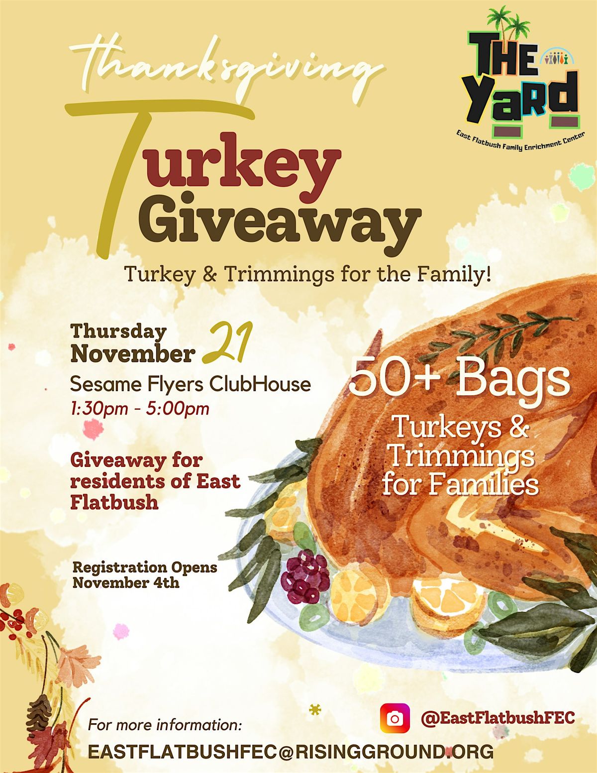 The Yard- East Flatbush FEC Thanksgiving Turkey & Trimmings Giveaway