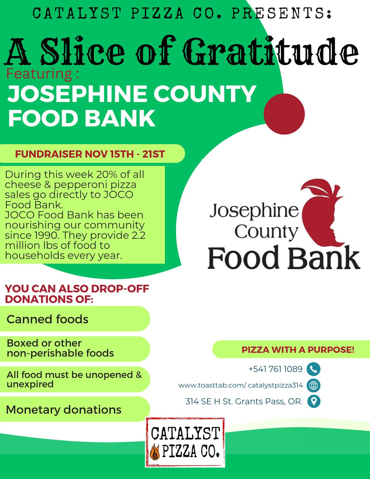 Catalyst Pizza Presents: A Slice of Gratitude - JOCO FOODBANK 