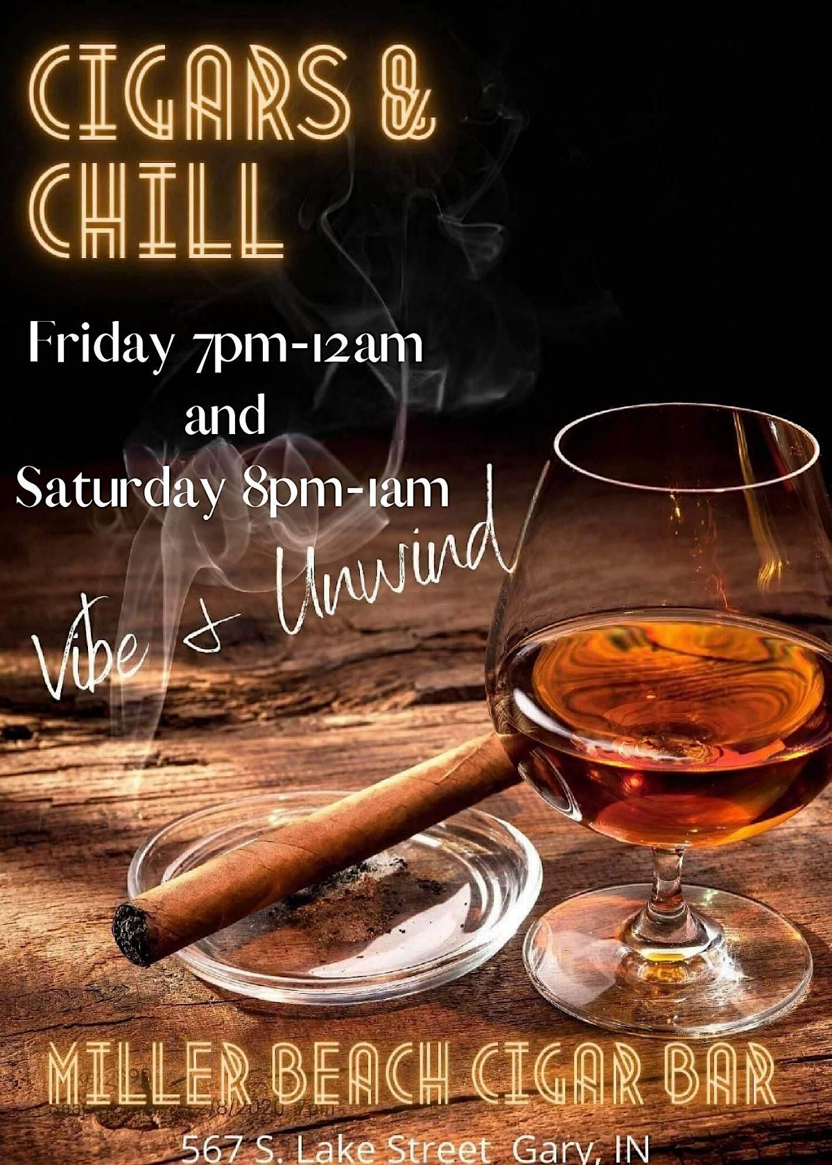 Cigars and Chill Friday and Saturday Nights at Miller Beach Cigar Bar