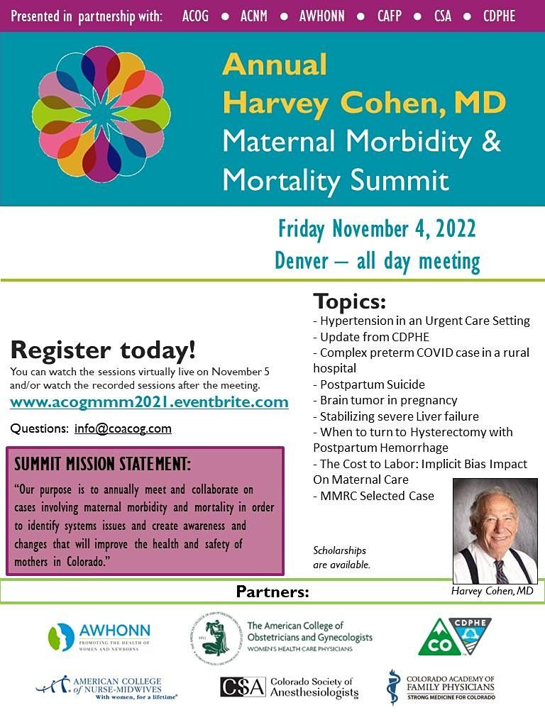 Harvey Cohen MD Maternal Morbidity & Mortality Summit 2022