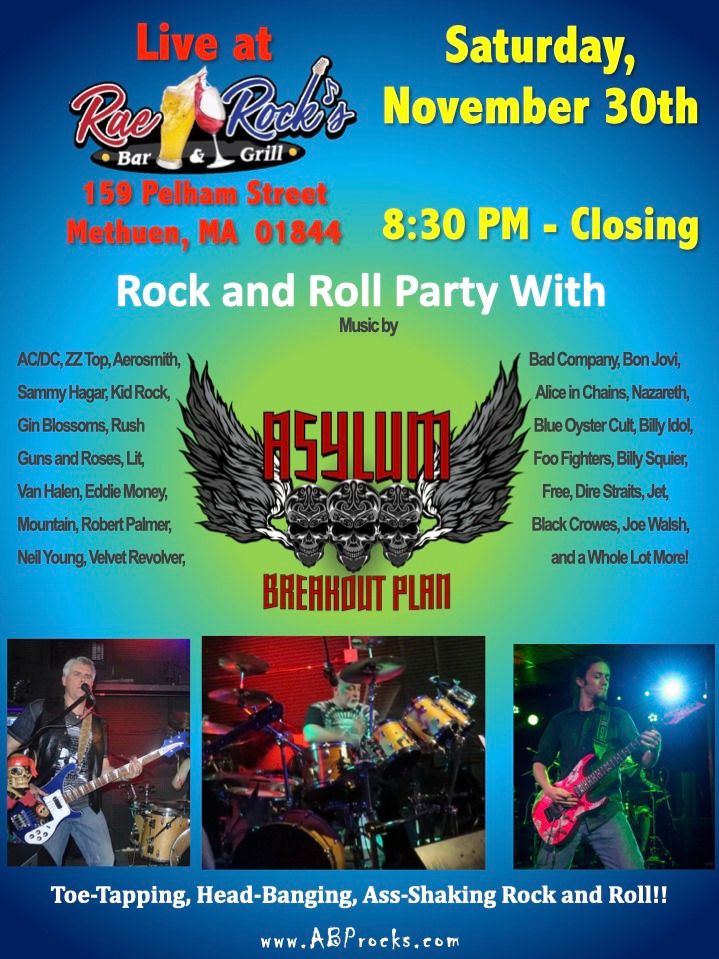 ABP Back at RaeRocks in Methuen - Saturday, November 30th - 8:30 to Closing