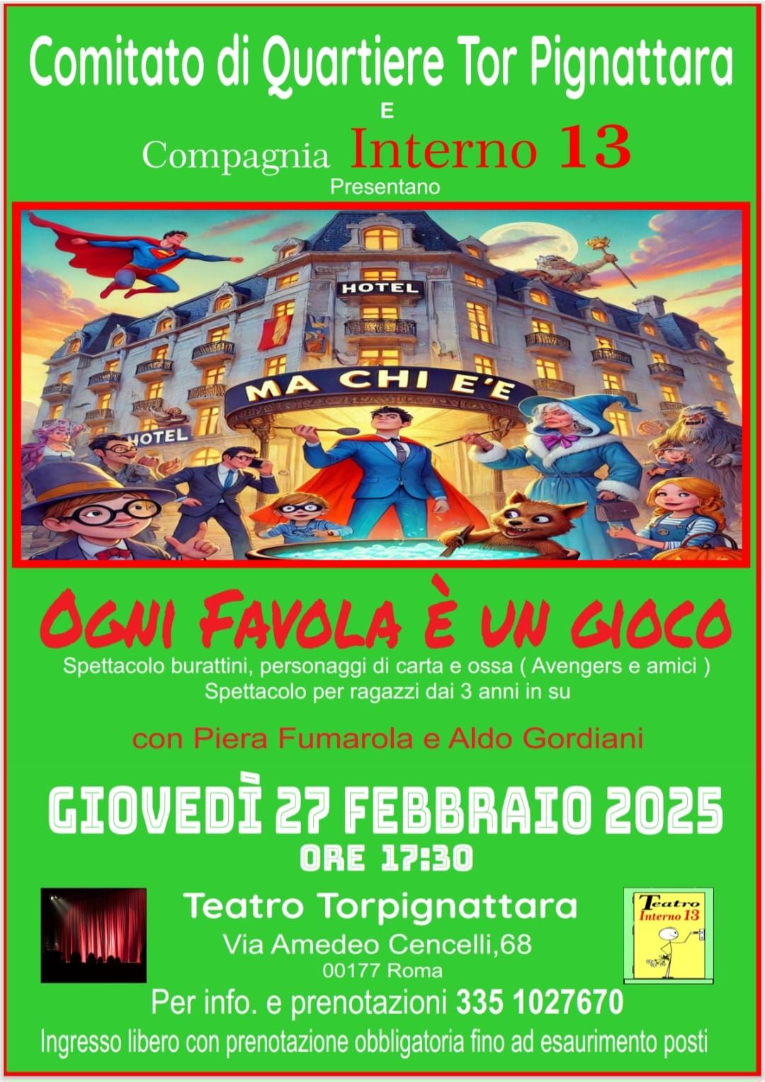 Al Teatro Torpignattara- Gratuito Spettacolo di carnevale per bambini 