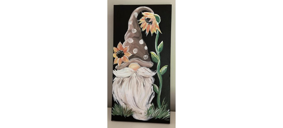 Sunflower Gnome on Canvas Paint & Sip Art Class Portage Lakes