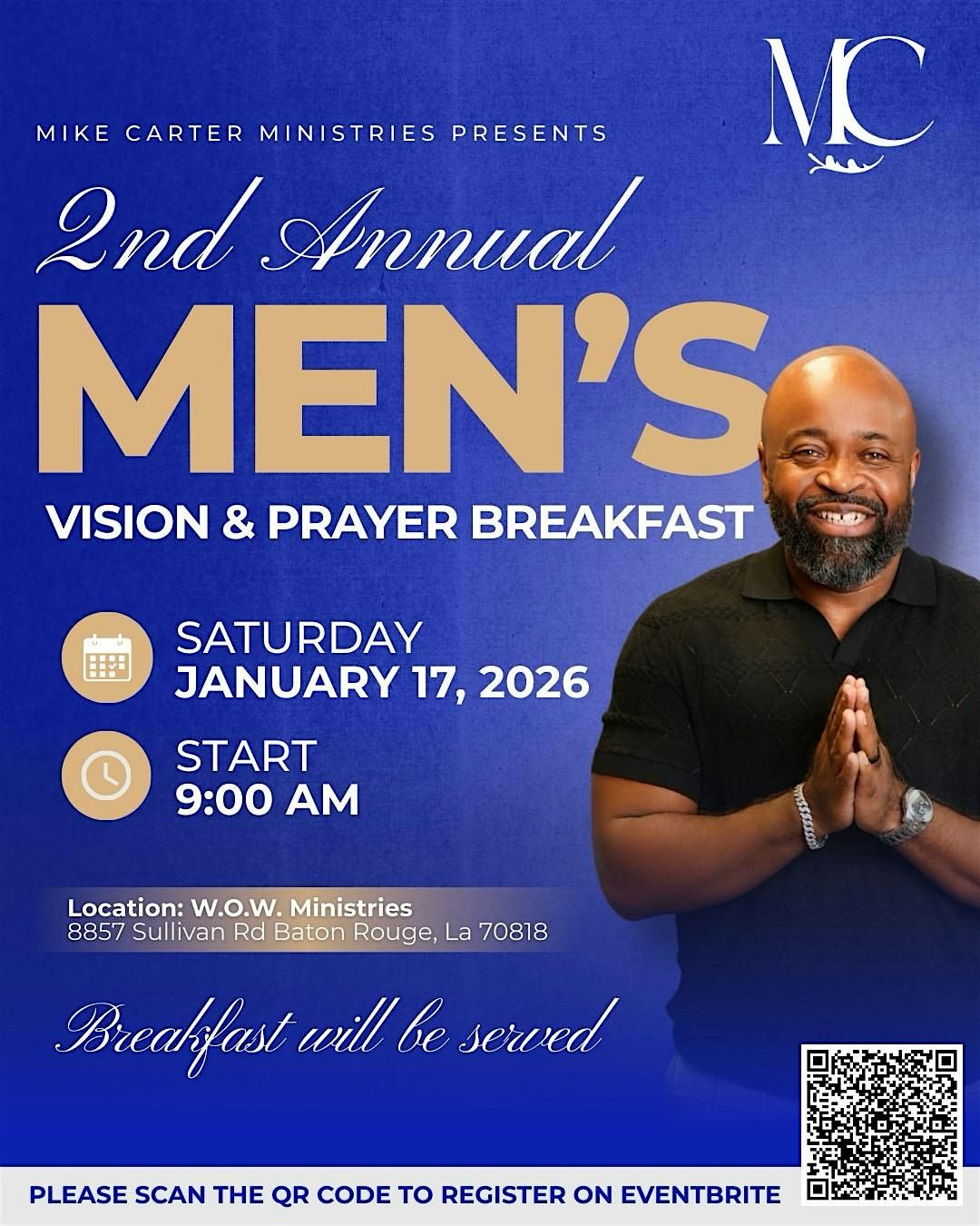 Mike Carter Ministries Presents: 2nd Annual Men's Vision & Prayer Breakfast