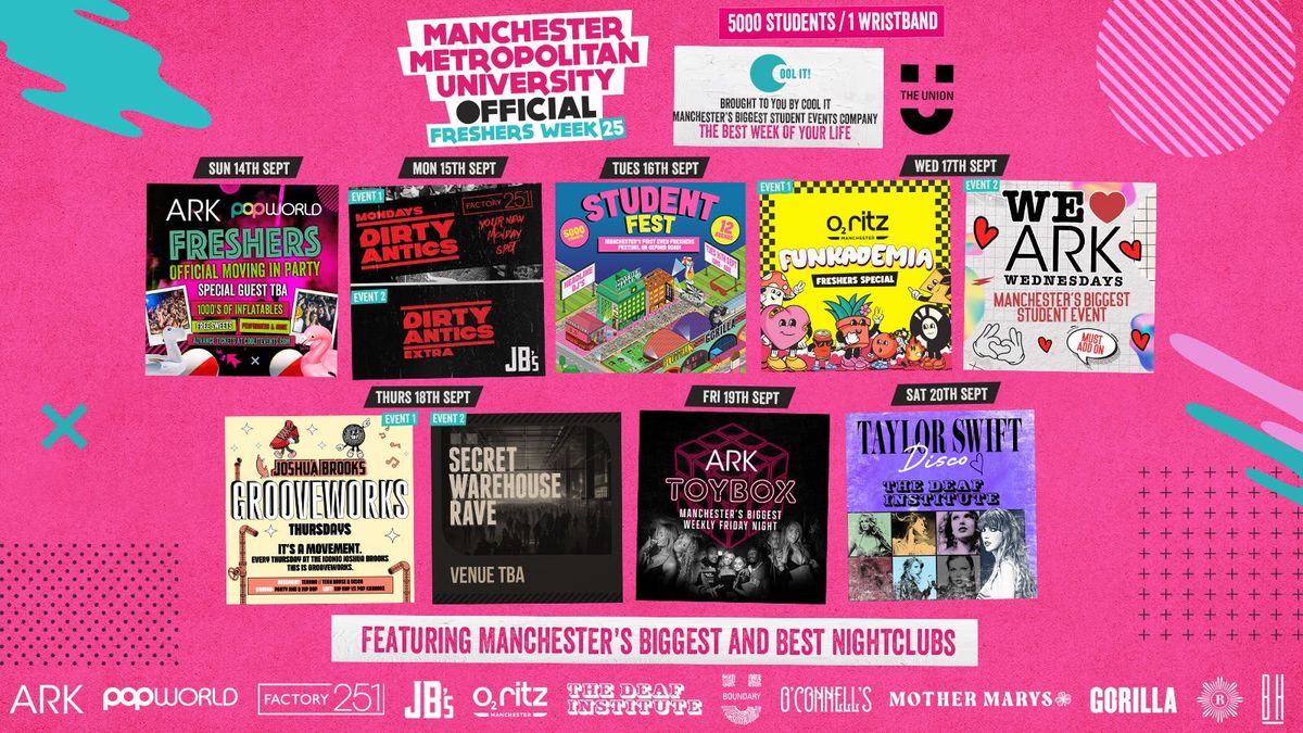 MANCHESTER MET - MMU - OFFICIAL All Access Freshers Wristband 2025 \ud83c\udf9f\ufe0f