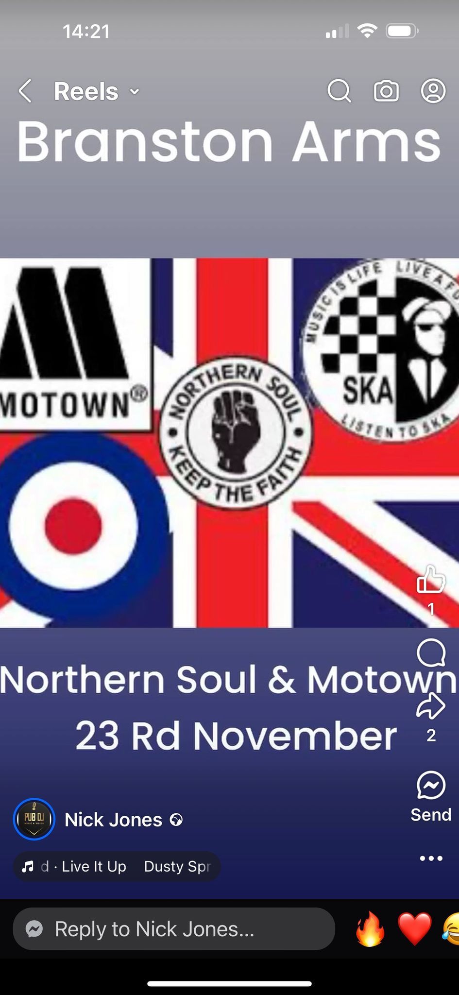 Northern Soul  & Motown Night \u201clive It Up\u201d Branston Arms