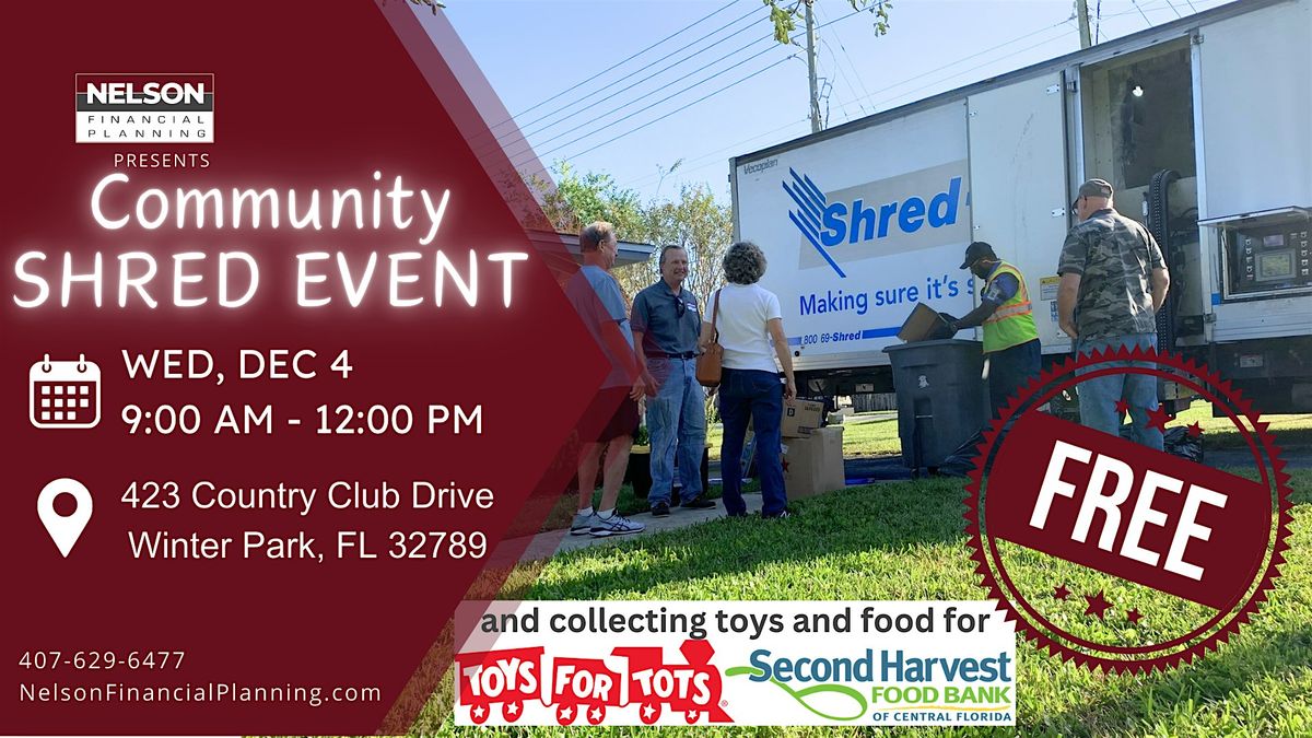 Community Shred Event (and Toy & Food Drive)