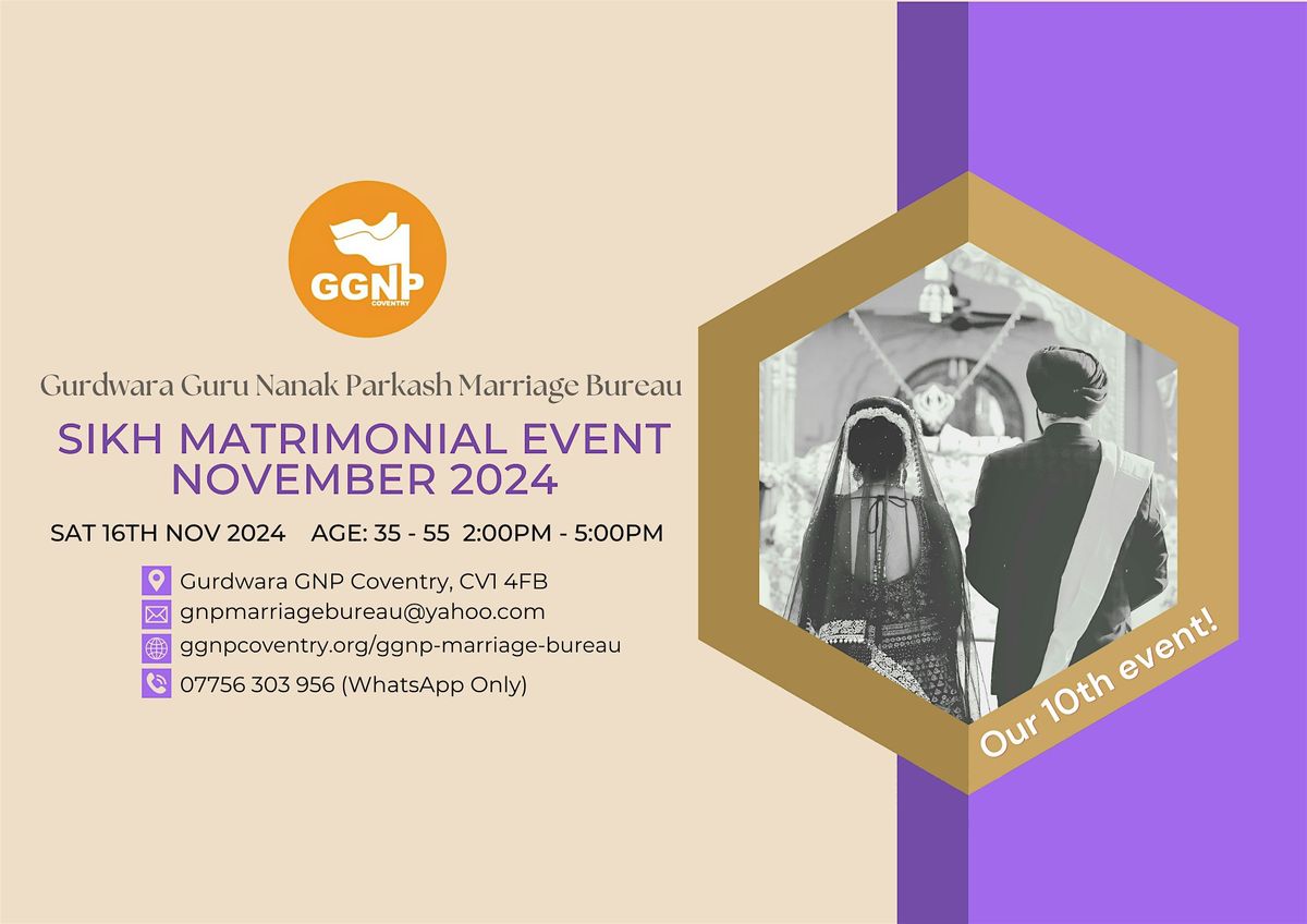 Sikh Matrimonial Event November 2024 - Age 35 to 55