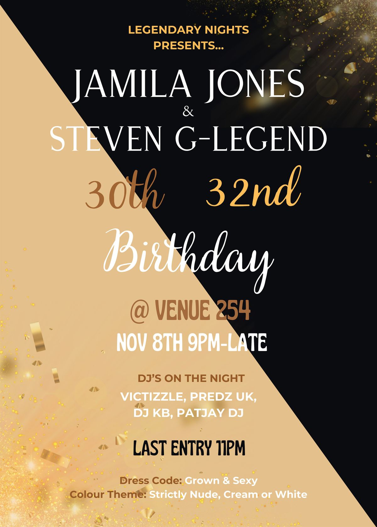 Celebrate Jamila Jones 30th & Steven G-Legends 32nd With us at VENUE ...