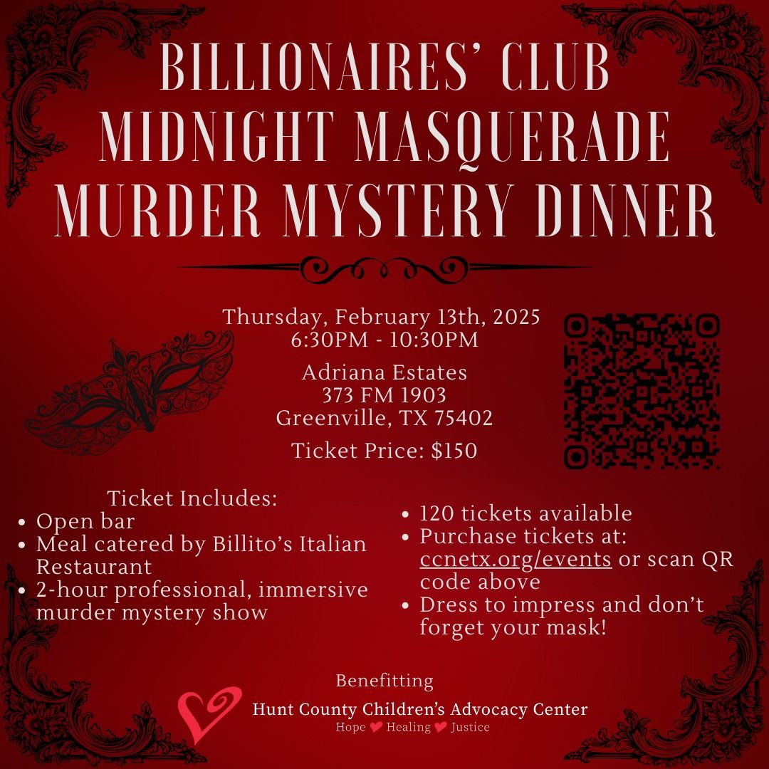 Billionaires' Club Midnight Masquerade Murder Mystery Dinner