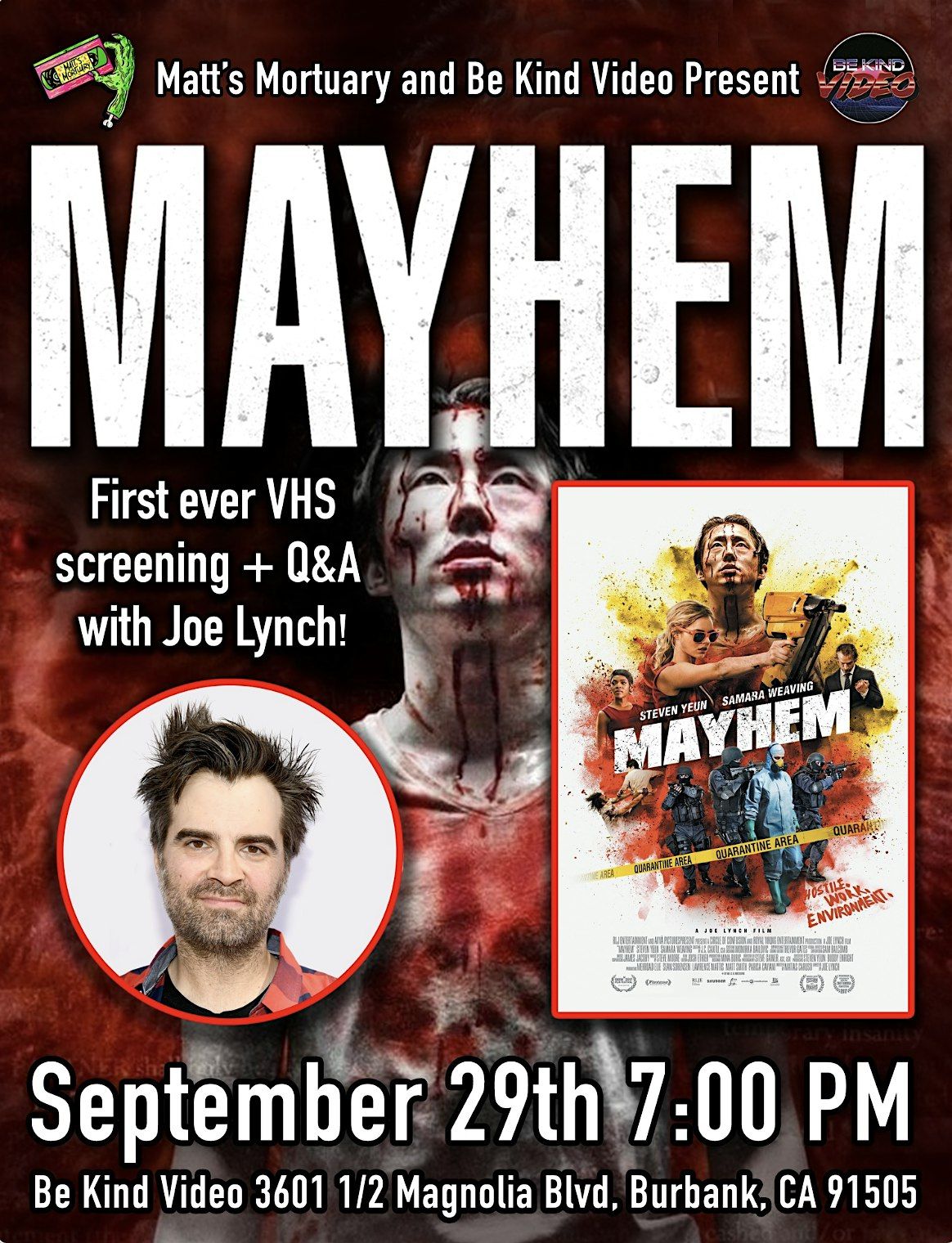 Mayhem FILM Screening with Director Joe Lynch Q&A! Sunday 9\/29 7PM!