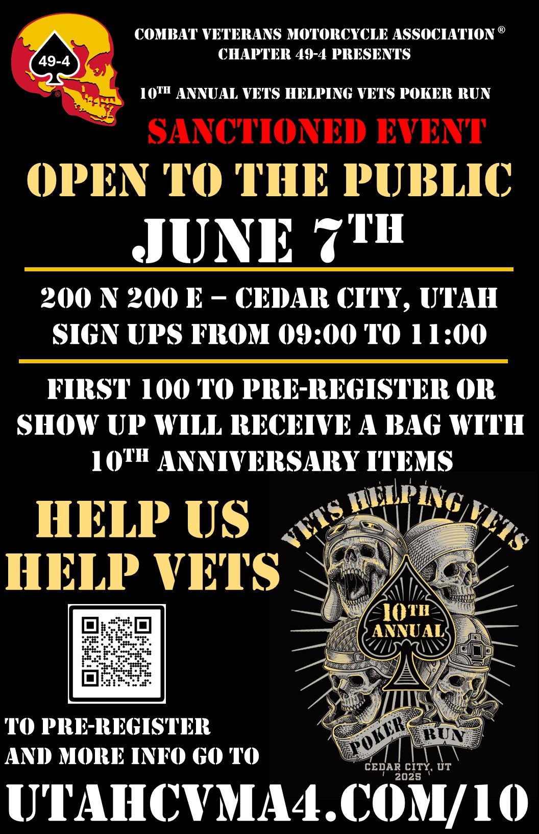 10th ANNUAL Vets Helping Vets Poker run