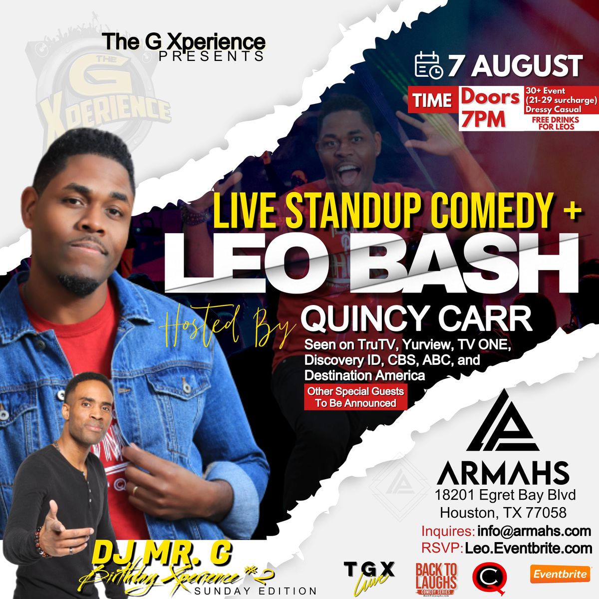 LIVE STANDUP COMEDY + LEO BASH | HOSTED BY QUINCY CARR | BAY AREA HOUSTON