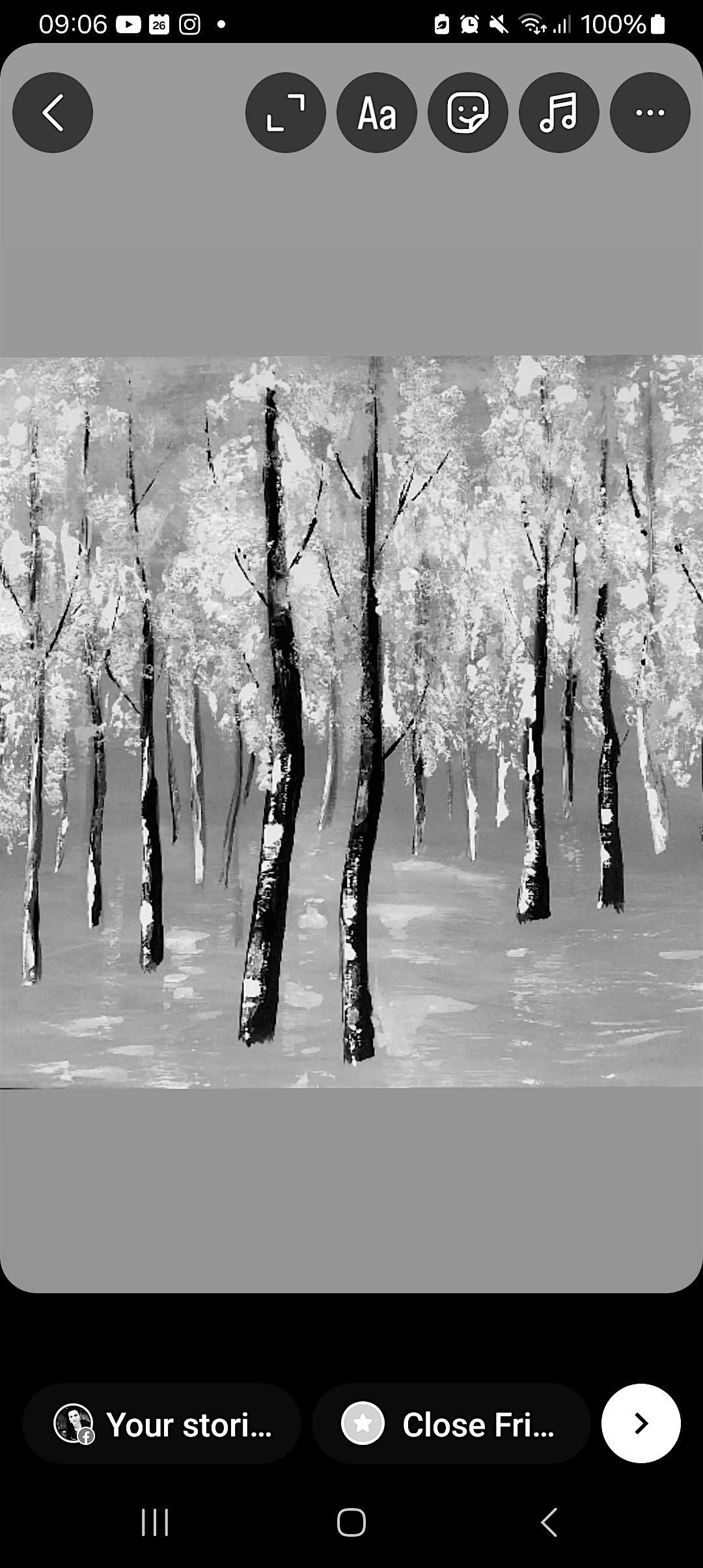 Black and White Monochrome Acrylic Landscape Painting Class for Adults