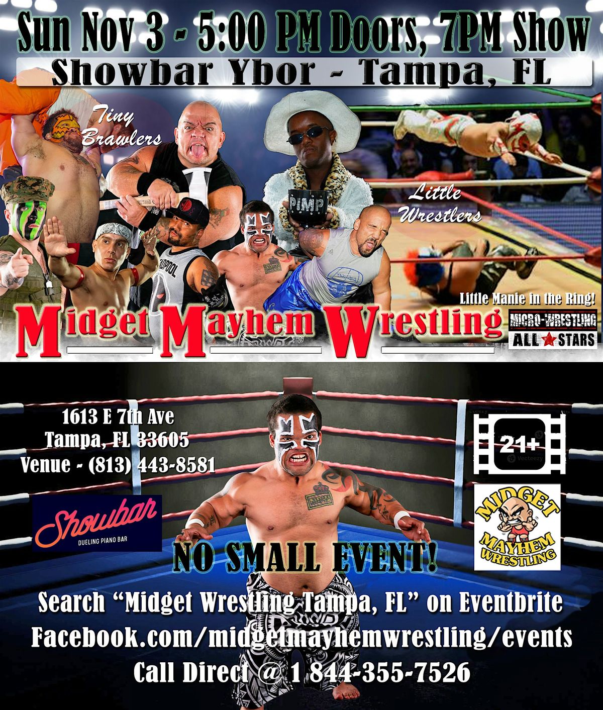 Midget Mayhem Wrestling Rips Through the Ring! Tampa FL 21+