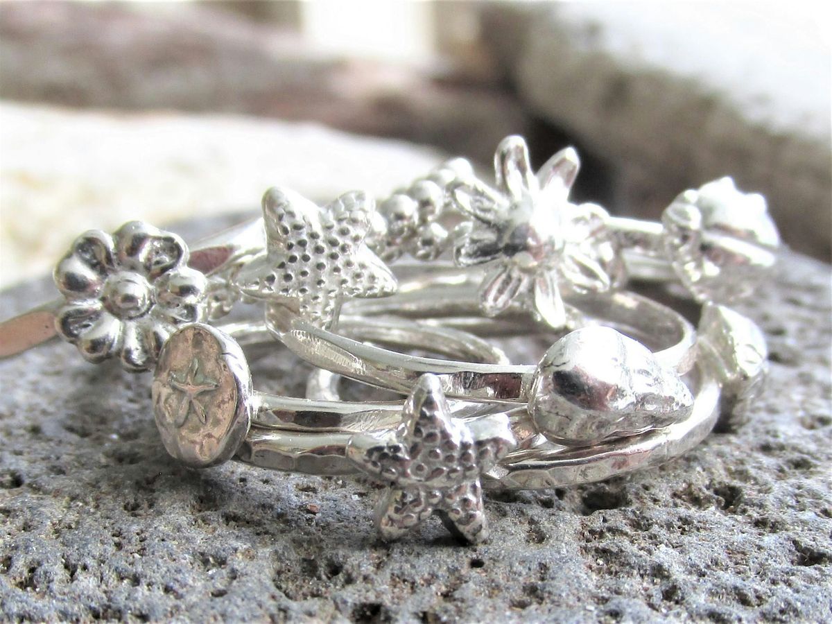 Make Embellished Stacking Rings in Sterling Silver and Precious Metal Clay