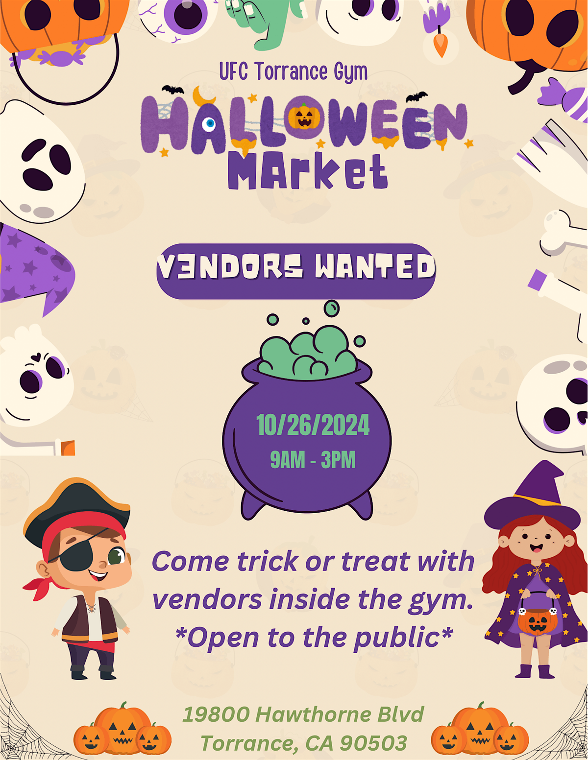 UFC Torrance Gym Halloween Vendor Market with free Trick or Treating