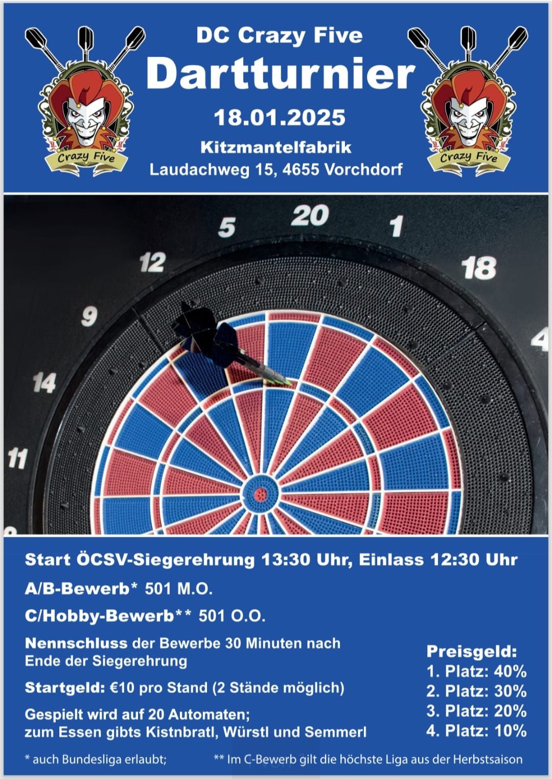 DC Crazy Five Dart Turnier + \u00d6CSV Siegerehrung