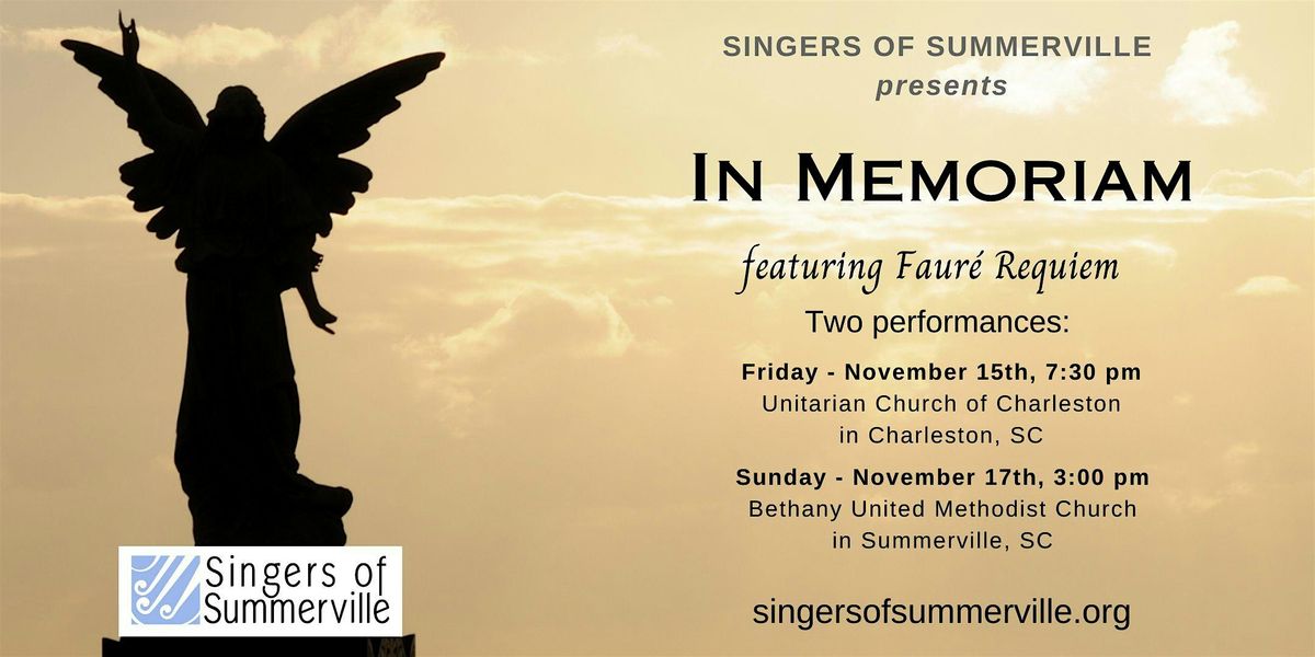 Singers of Summerville presents "In Memoriam" Concert in Summerville