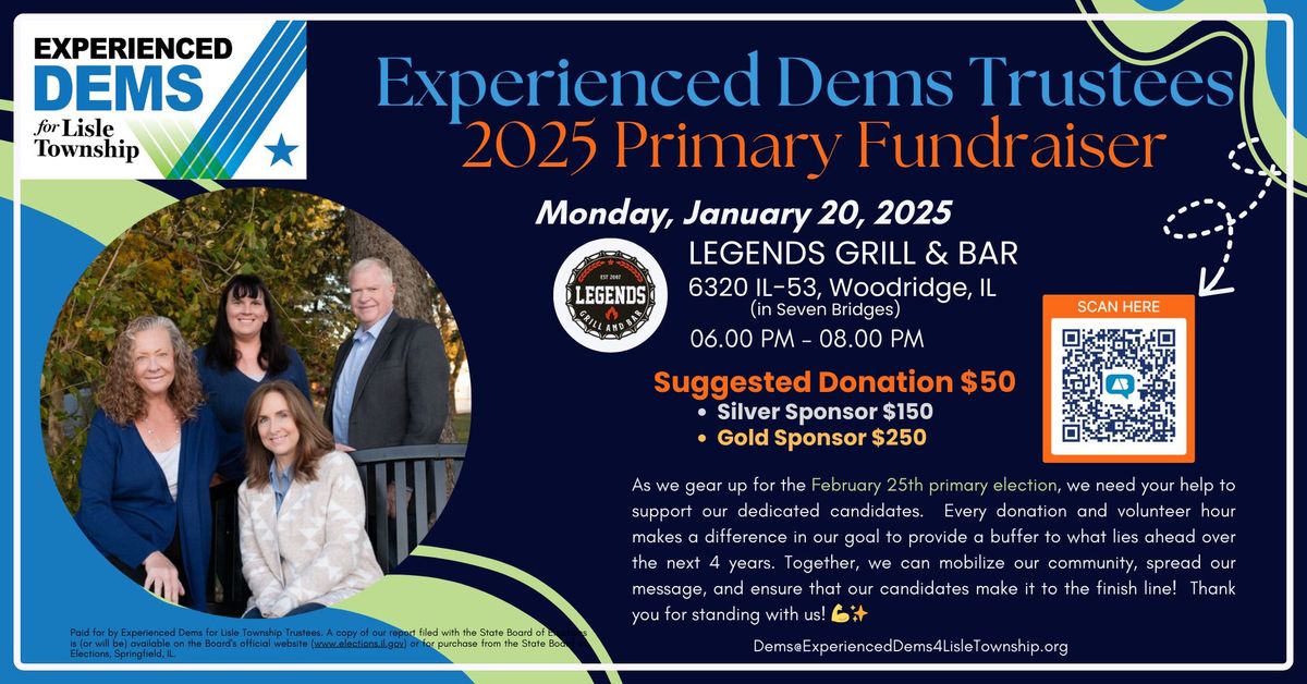 2025 Primary Fundraiser Event for Experienced Dems for Lisle Township Trustees