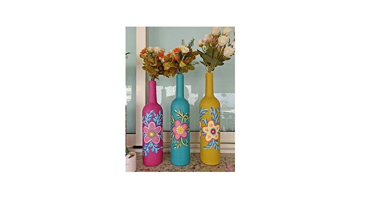 BRIGHT AND COLORFUL BOTTLE PAINTING