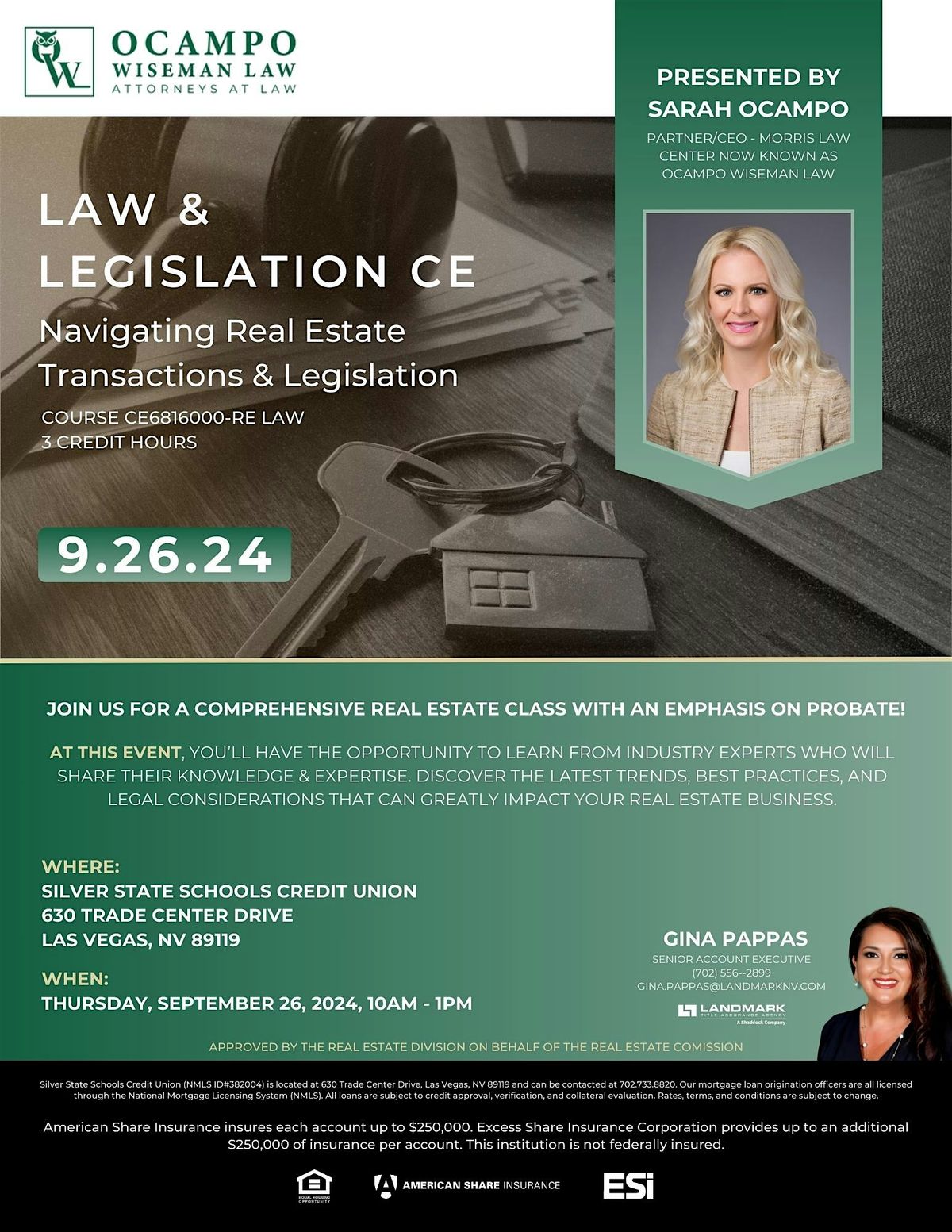 RE - Law Credits!  3 CE  while you learn Law  & Legislation for Real Estate