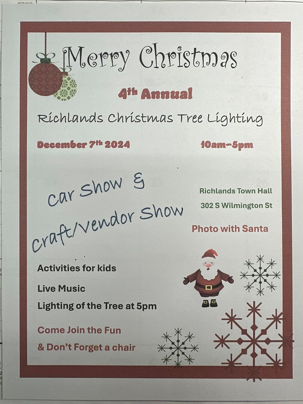 4th Annual Richlands Christmas Tree Lighting 