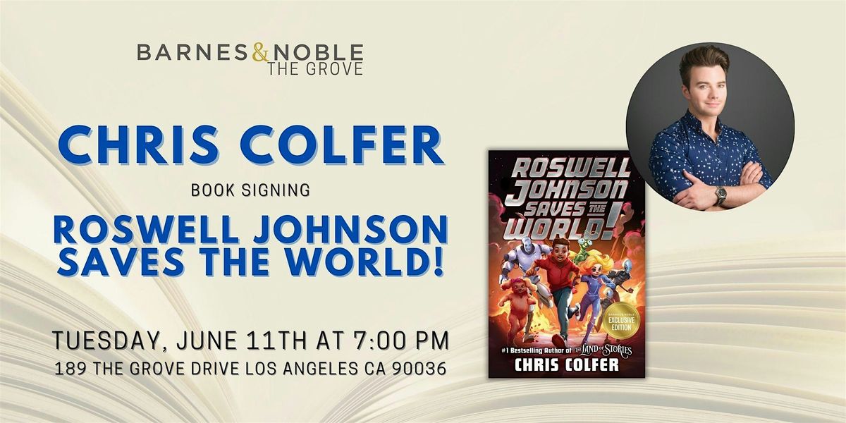 Chris Colfer signs ROSWELL JOHNSON SAVES THE WORLD! at B&N The Grove