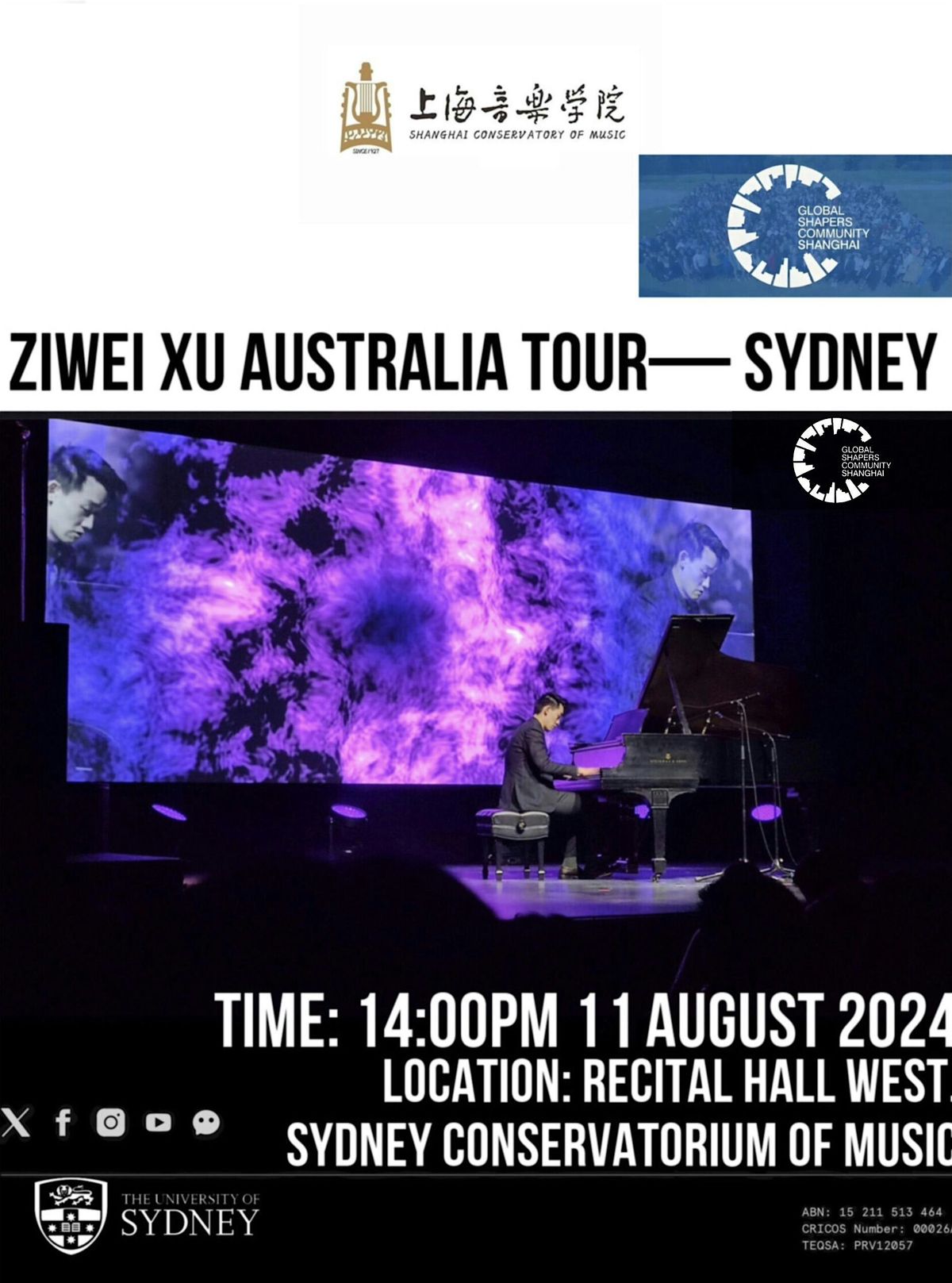 Ziwei Xu Australia piano recital tour Sydney